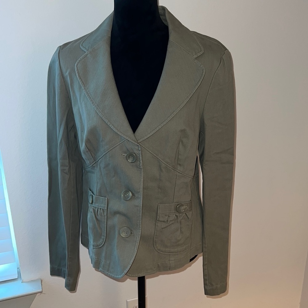 Apt 9 olive military green three‎ button front blazer jacket Sz 14